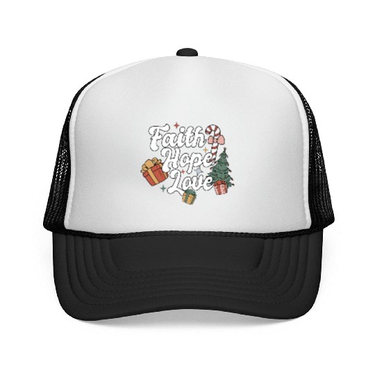 Faith Hope Love Religious Family Christmas Trucker Caps