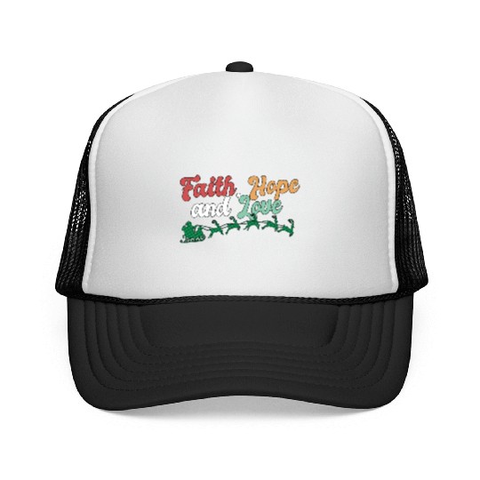 Faith Hope Love Religious Family Christmas Trucker Caps