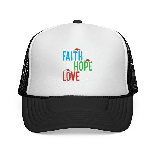 Faith Hope Love Religious Family Christmas Santa Trucker Caps