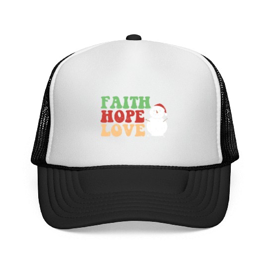 Faith Hope Love Religious Family Christmas Trucker Caps