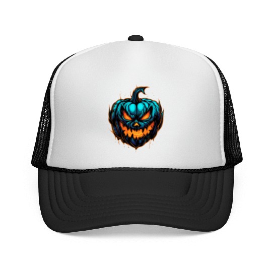 Spooky Colorful Halloween Pumpkin Trucker Caps