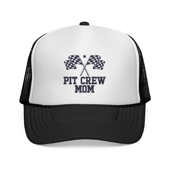 Pit Crew Mom Racing Enthusiast Racer Birthday Gift Trucker Caps