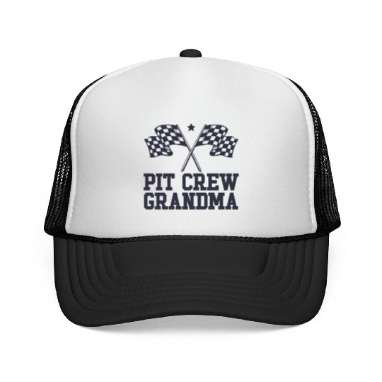 Pit Crew Grandma Racing Enthusiast Racer Birthday Trucker Caps