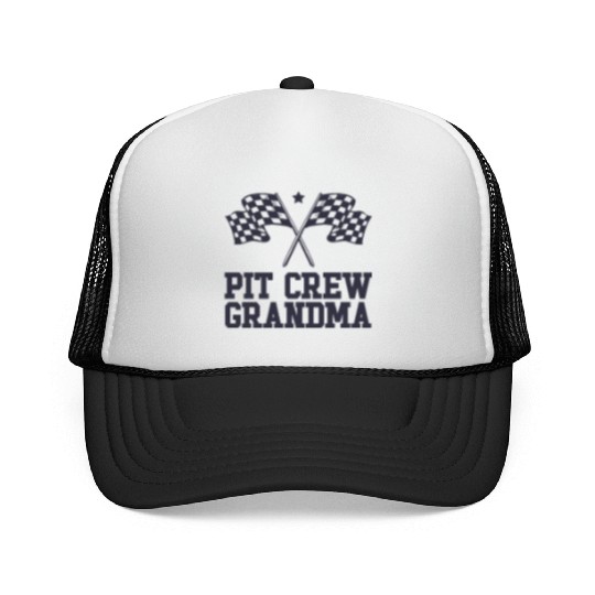 Pit Crew Grandma Racing Enthusiast Racer Birthday Trucker Caps