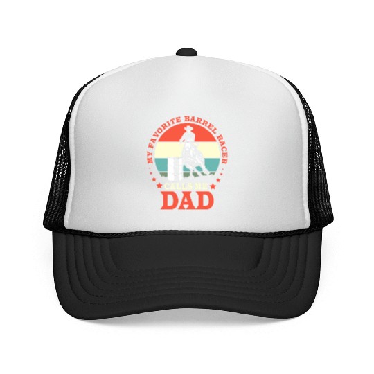Retro Horse Riding Fathers Day Barrel Racing Dad Trucker Caps