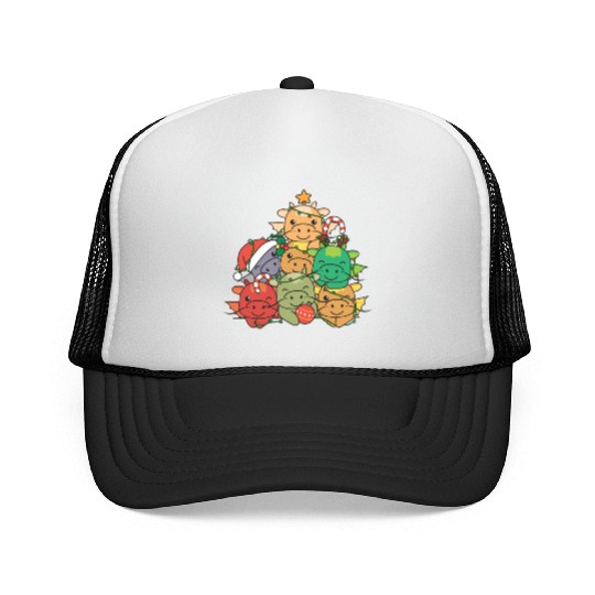 Dragon Christmas Tree Funny Animal Christmas Trucker Caps
