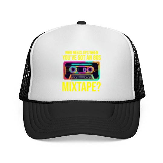 Neon '80s Cassette Tape: Nostalgic Retro Vibes Trucker Caps