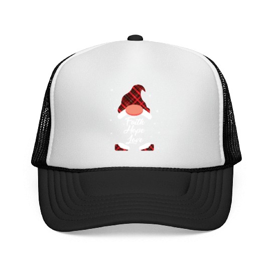 Faith Hope Love Religious Family Christmas Gnome Trucker Caps