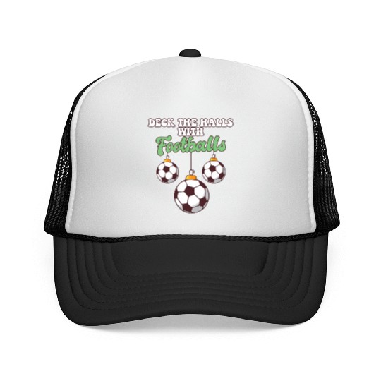 Football Player Coach Christmas Balls Deck The Trucker Caps
