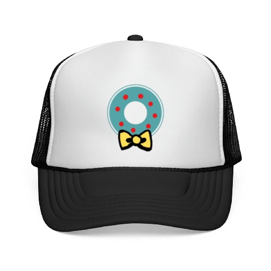 Green and Red Holiday Christmas Wreath Trucker Caps