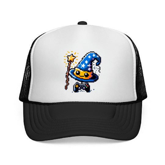 Gamer Wizard 8-Bit Hat with Controller Wand Trucker Caps