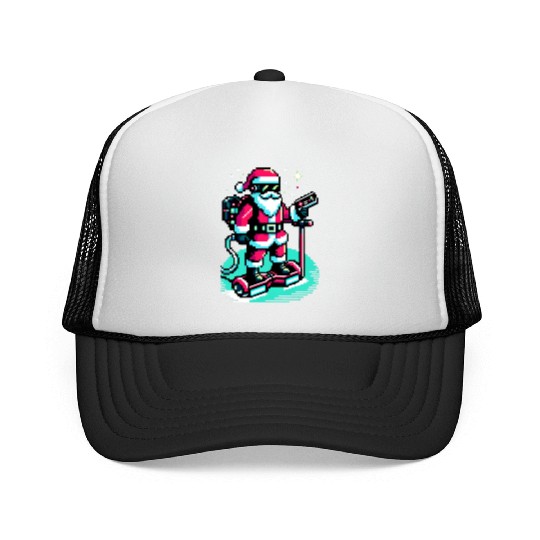Witty 8-Bit Cyberpunk Santa Trucker Caps