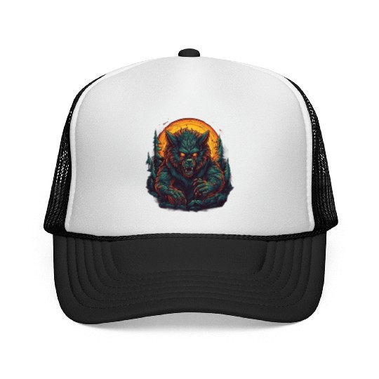 A mythical creature Werewolf Trucker Caps