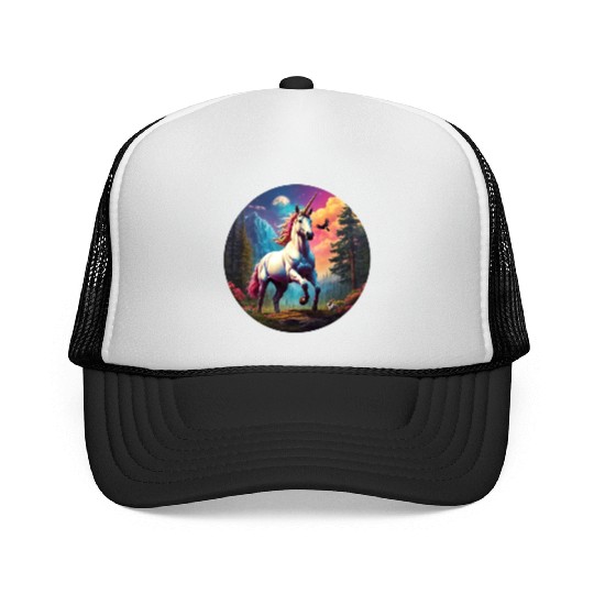 Majestic Rainbow Unicorn Trucker Caps