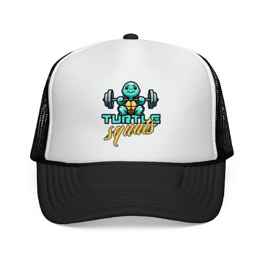 Turtle squats funny gym animals Trucker Caps