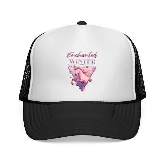 Enchanted Winter 80s Retro Lilac Unicorn Trucker Caps