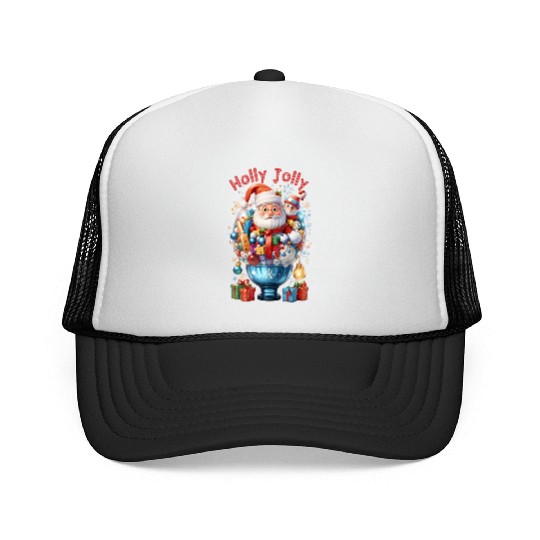 Holly Jolly bubble Santa Trucker Caps