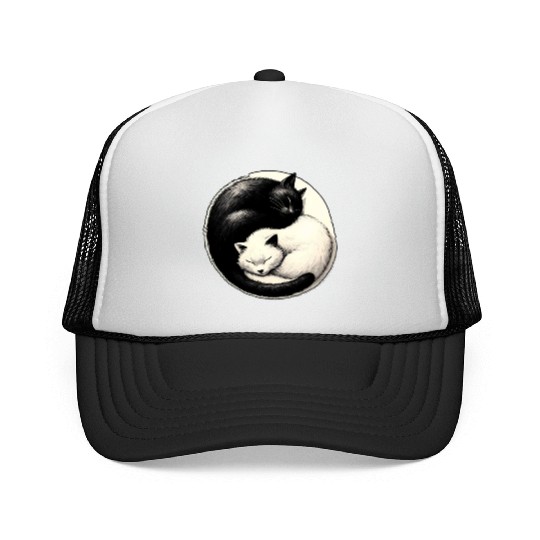 Yin and yang cats sleeping Trucker Caps