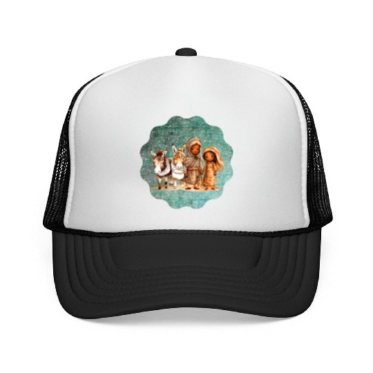 Christmas Nativity Scene Shepherds and Sheep Trucker Caps
