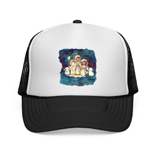 Christmas Nativity Scene Shepherds and Sheep Trucker Caps