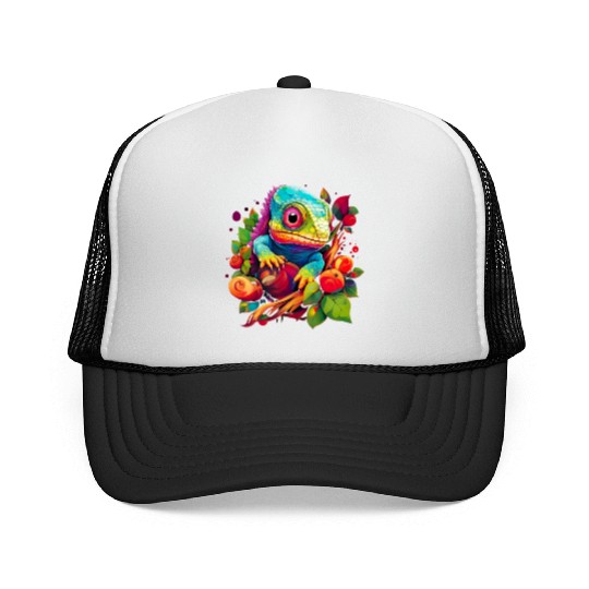 Cute Chameleon for Lizard Pet Lover Trucker Caps