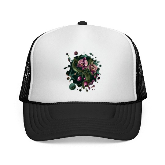 Orchid Inspired Flower Plant Lover Funny Gardening Trucker Caps