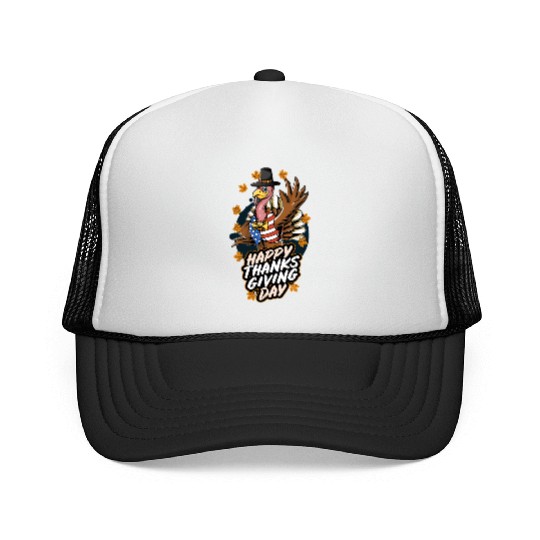 happy thanksgiving day turkey Trucker Caps