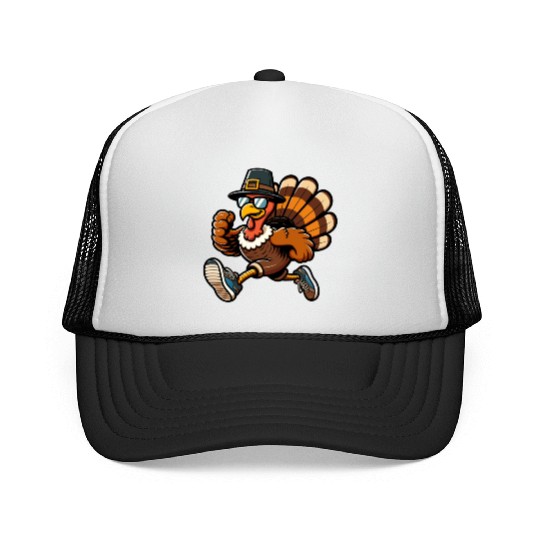 Running Turkey- Turkey Trot Running Thanksgiving Trucker Caps