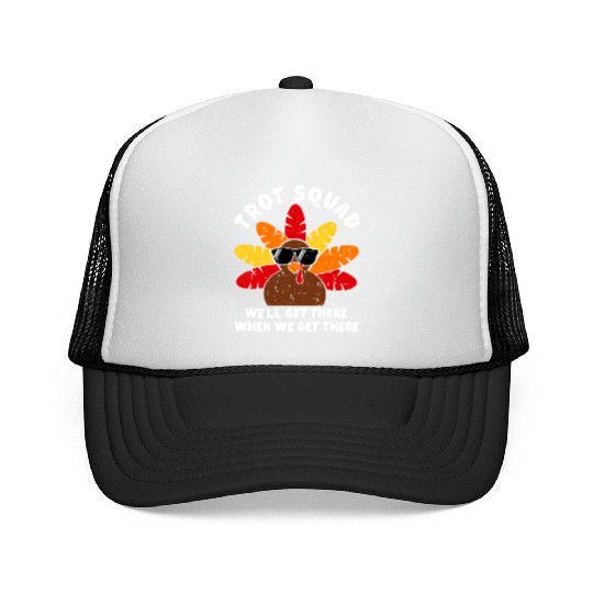 Turkey Trot Squad Race Funny Thanksgiving Running Trucker Caps