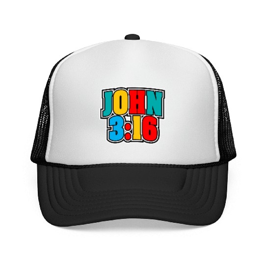 John 3:16 Love Jesus Bible Text Christian Trucker Caps