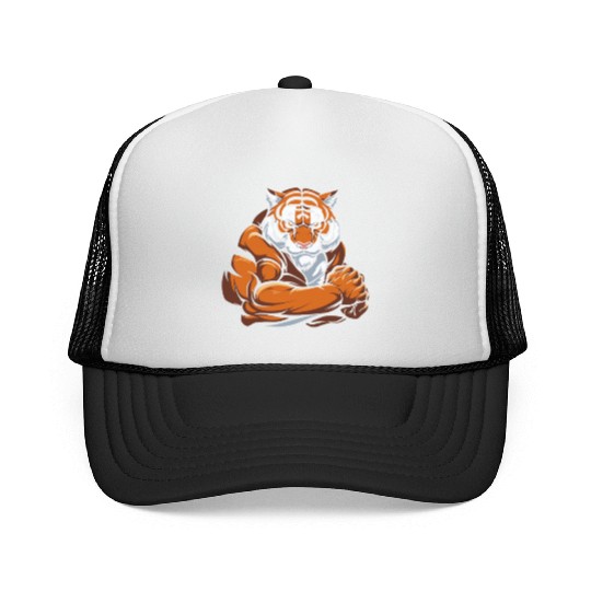 Workout Gym Tiger Trucker Caps
