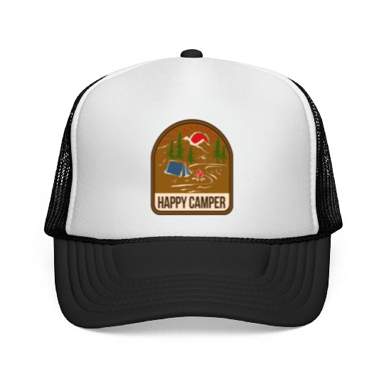 Happy Camper Camping Campfire Tent Trucker Caps