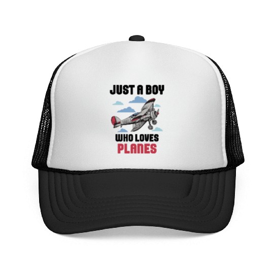 Just A Boy Who Loves Planes Airplane Lover Trucker Caps