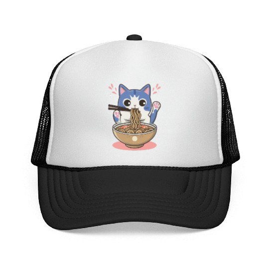 te cat ramen noodles neko kawaii funny Trucker Caps