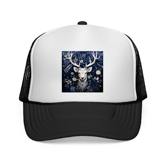 Enchanted Forest Deer Winter Bloom Trucker Caps