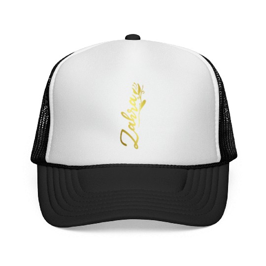 Zahra Name Faux Gold Tulip Flourish Trucker Caps