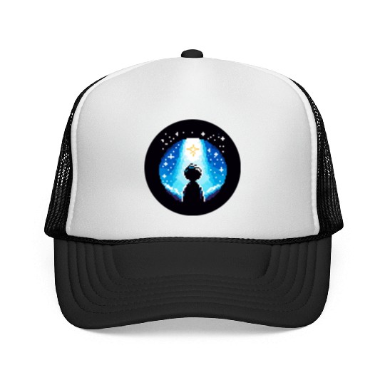Digital Night Sky - 8-Bit Childhood Dreams Trucker Caps