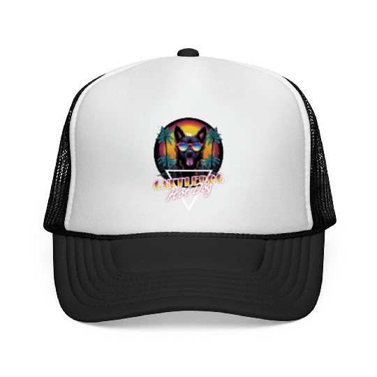 Retro Wave Cattledog Hot Dog Trucker Caps