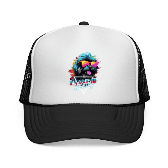 Retro Wave Havanese Hot Dog Trucker Caps