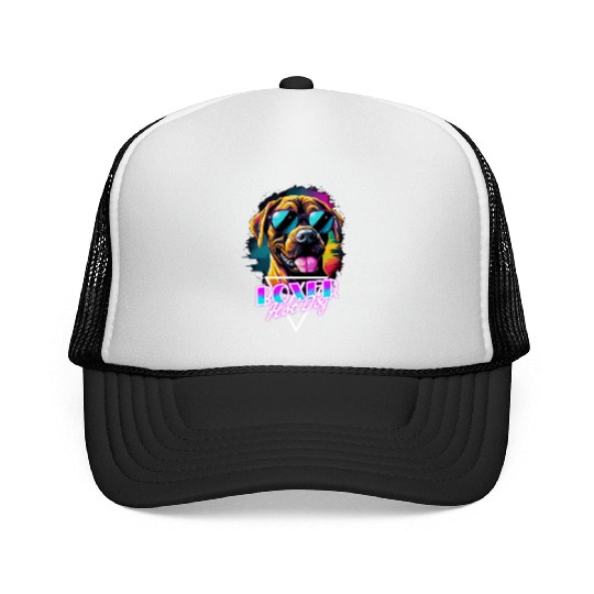 Retro Wave Boxer Hot Dog Trucker Caps
