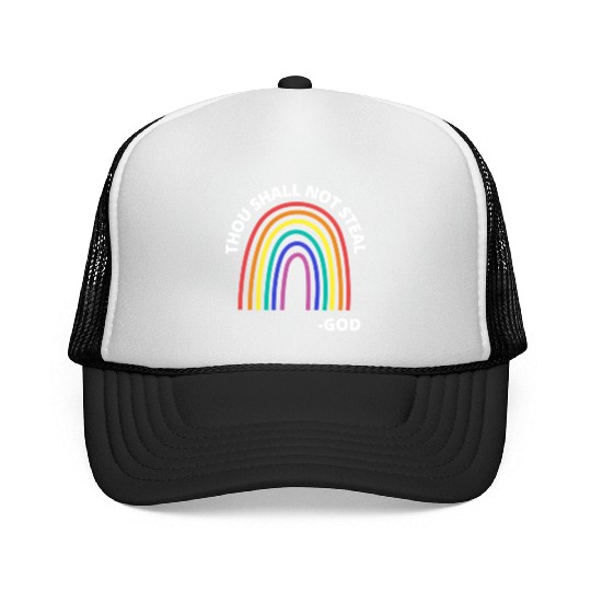 Thou Shall Not Steal Rainbow God Christian Trucker Caps