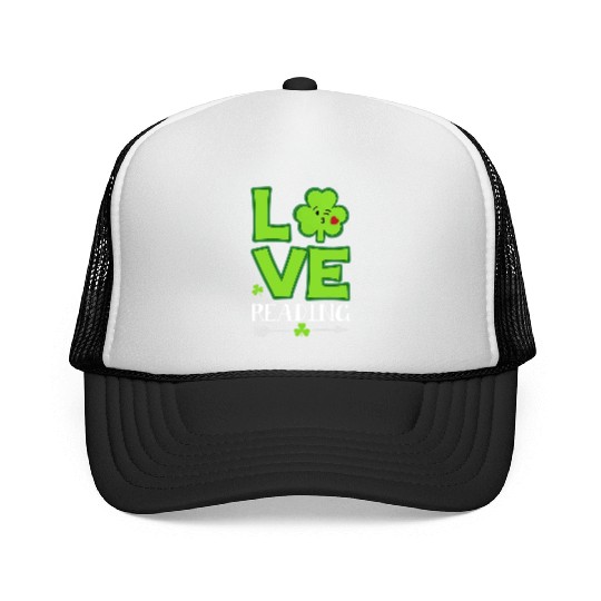 Love Shamrock Reading Teacher Funny St Patricks Da Trucker Caps