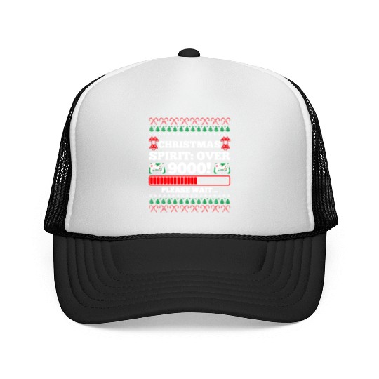 Christmas Spirit: Over 9000! Please Wait Gambling Trucker Caps