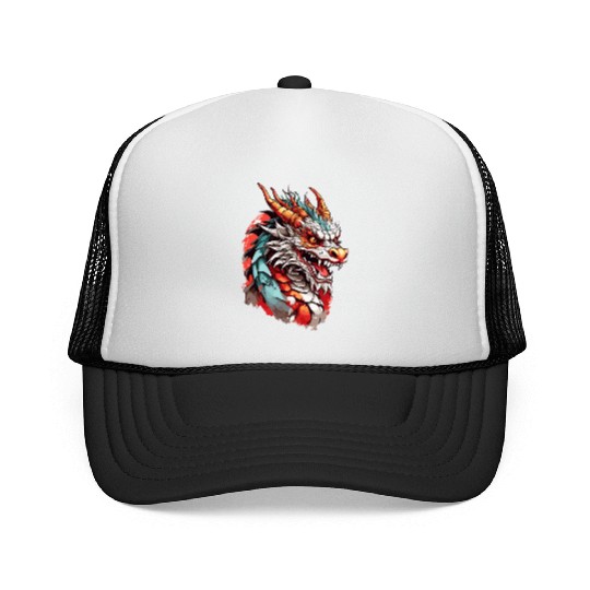 Chinese Dragon Head Trucker Caps design
