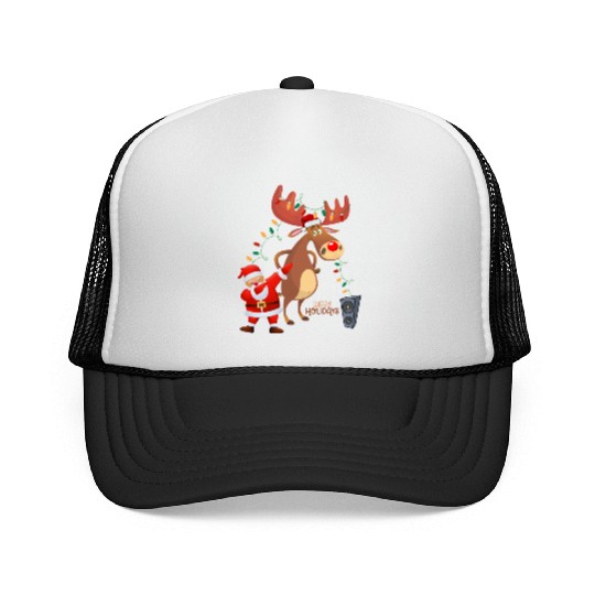 Christmas Lights Dabbing Santa Dancing Rudolph Trucker Caps