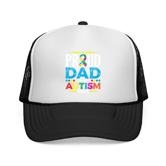 Proud Dad Of An Autism Warrior Spectrum Autistic Trucker Caps