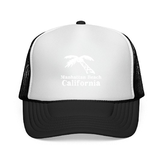 Manhattan Beach California Palm Tree Souvenirs Trucker Caps