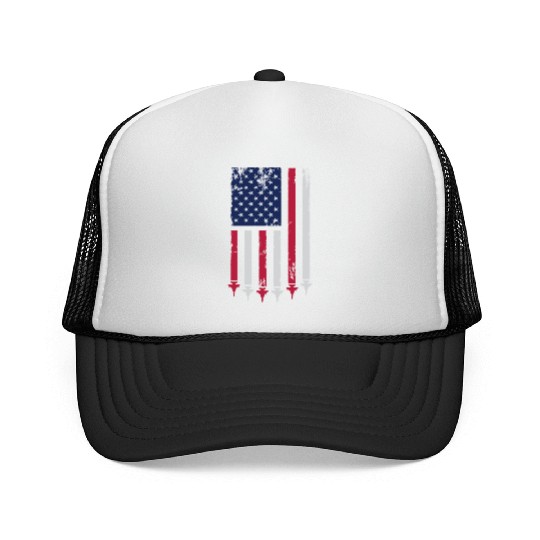 US Flag Airplane Patriotic American Pilot Trucker Caps