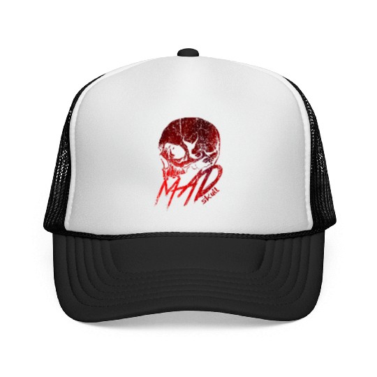 Red Skull with Lightning Graffiti Trucker Caps