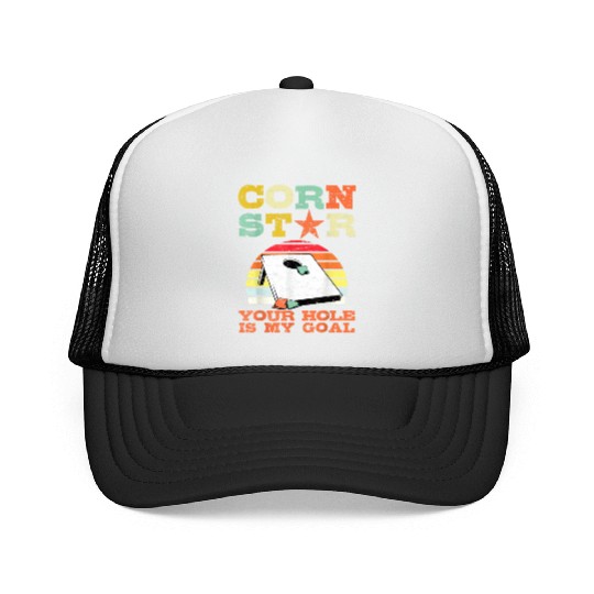 Corn Star Your Hole is My Goal Vintage Cornhole Trucker Caps